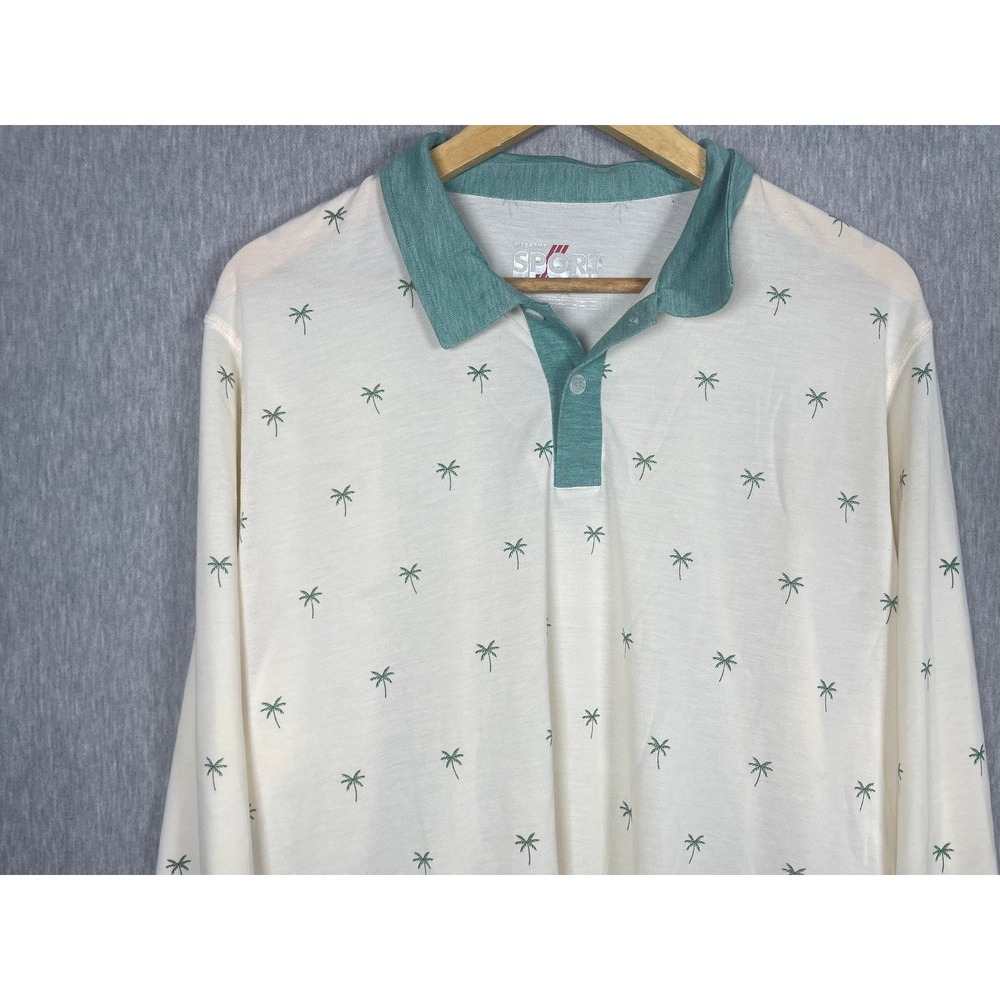Marine Layer Weekend Sport Air Polo Mens XL Long Sleeve Palm Tree